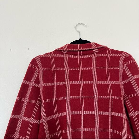 Anthropologie Moth Red Windowpane Plaid Knit Blazer Jacket - Picture 10 of 10